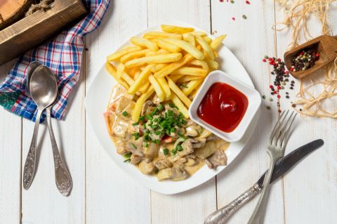 Говядина с грибами в сливочном соусе Говядина с грибами в сливочном соусе
